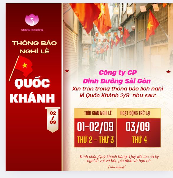 THÔNG BÁO NGHỈ LỄ QUỐC KHÁNH 02/09/2025