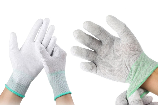 Găng tay bảo hộ chống tĩnh điện làm từ polyester, carbon hoặc PVC