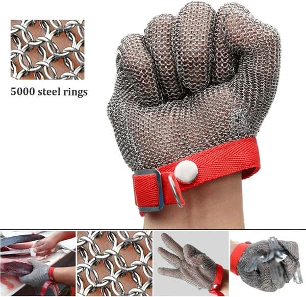 Cấu tạo chi tiết các sợi thép không gỉ đan xen của găng tay chống cắt