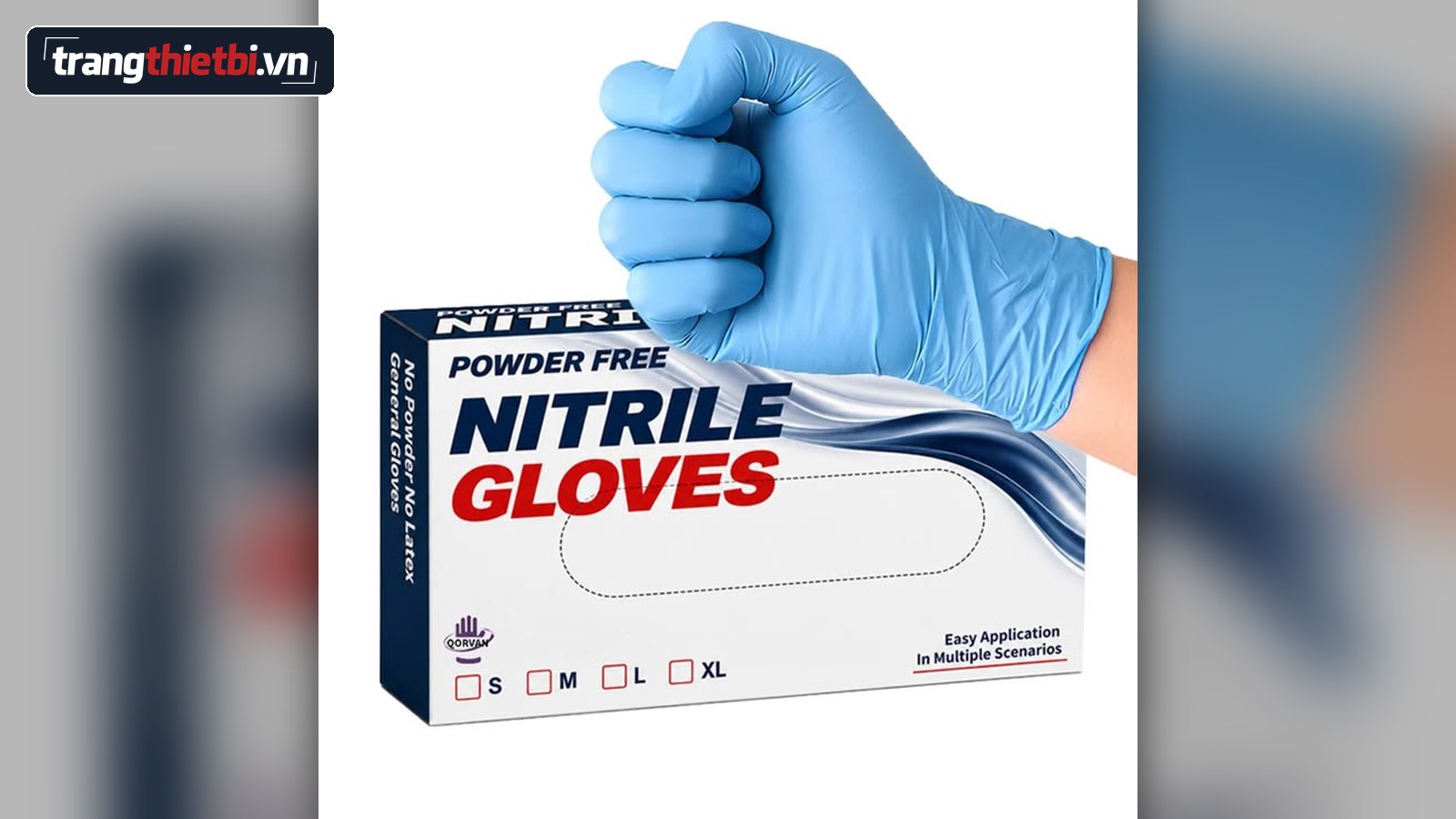Hộp găng tay Nitrile màu xanh dương không bột dùng trong y tế và vệ sinh