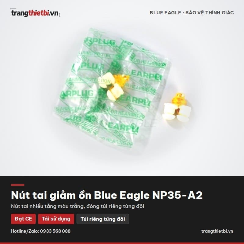 Nút tai giảm ồn Blue Eagle NP35-A2 nhiều tầng màu trắng tái sử dụng đóng túi riêng