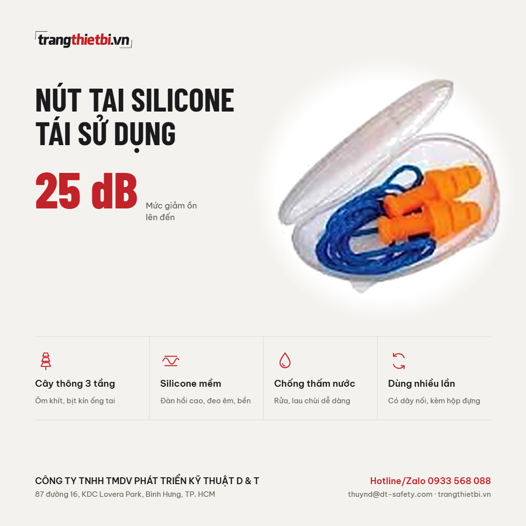 Nút tai silicone tái sử dụng Honeywell Smart Fit giảm ồn 25dB cây thông 3 tầng kèm hộp đựng
