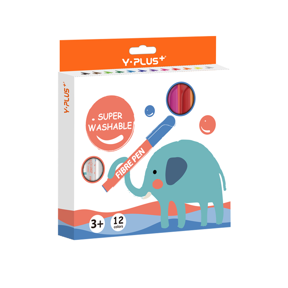 Bộ bút lông màu tô- 12 màu ELEPHANT SUPER WASHABLE JUMBO YPLUS