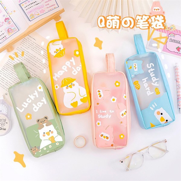 Bóp bút nhựa Milk tea Bear-Hello Bear-Cute Bunny-Happy