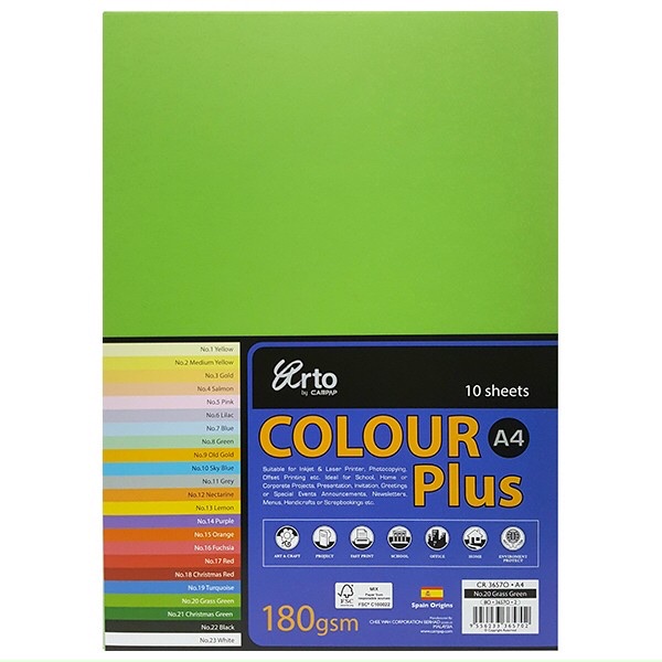 Giấy Bìa Màu A4 Colour Plus 180gsm CHEEWAH