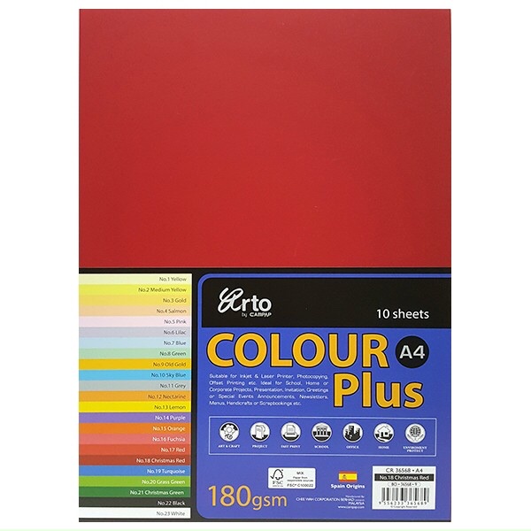 Giấy Bìa Màu A4 Colour Plus 180gsm CHEEWAH