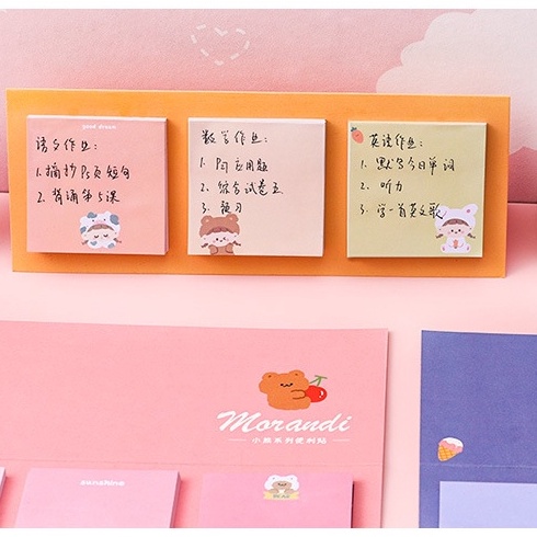 Giấy Note Morandi Sticker Hình Vuông Cute Dễ Thương