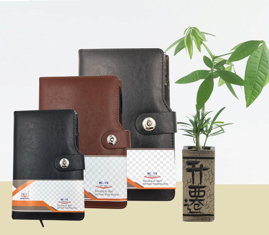 Sổ Da cao cấp khuy bấm có bút MC