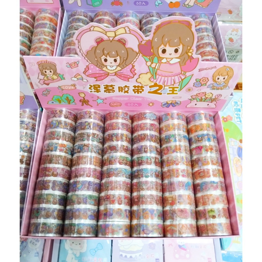 Băng keo washi trong - hộp 60 cuộn