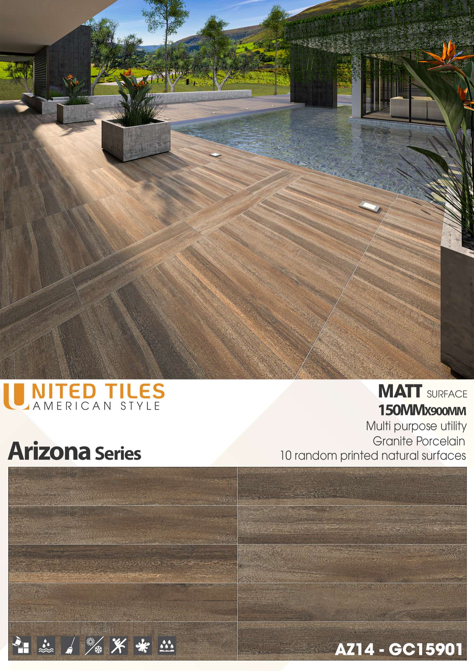 Gạch Unitedtiles 150x900mm AZ14-GC15901