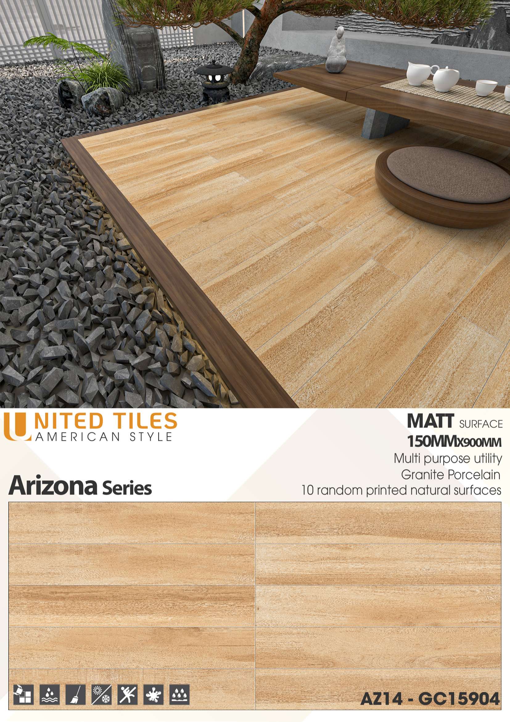 Gạch Unitedtiles 150x900mm AZ14-GC15904