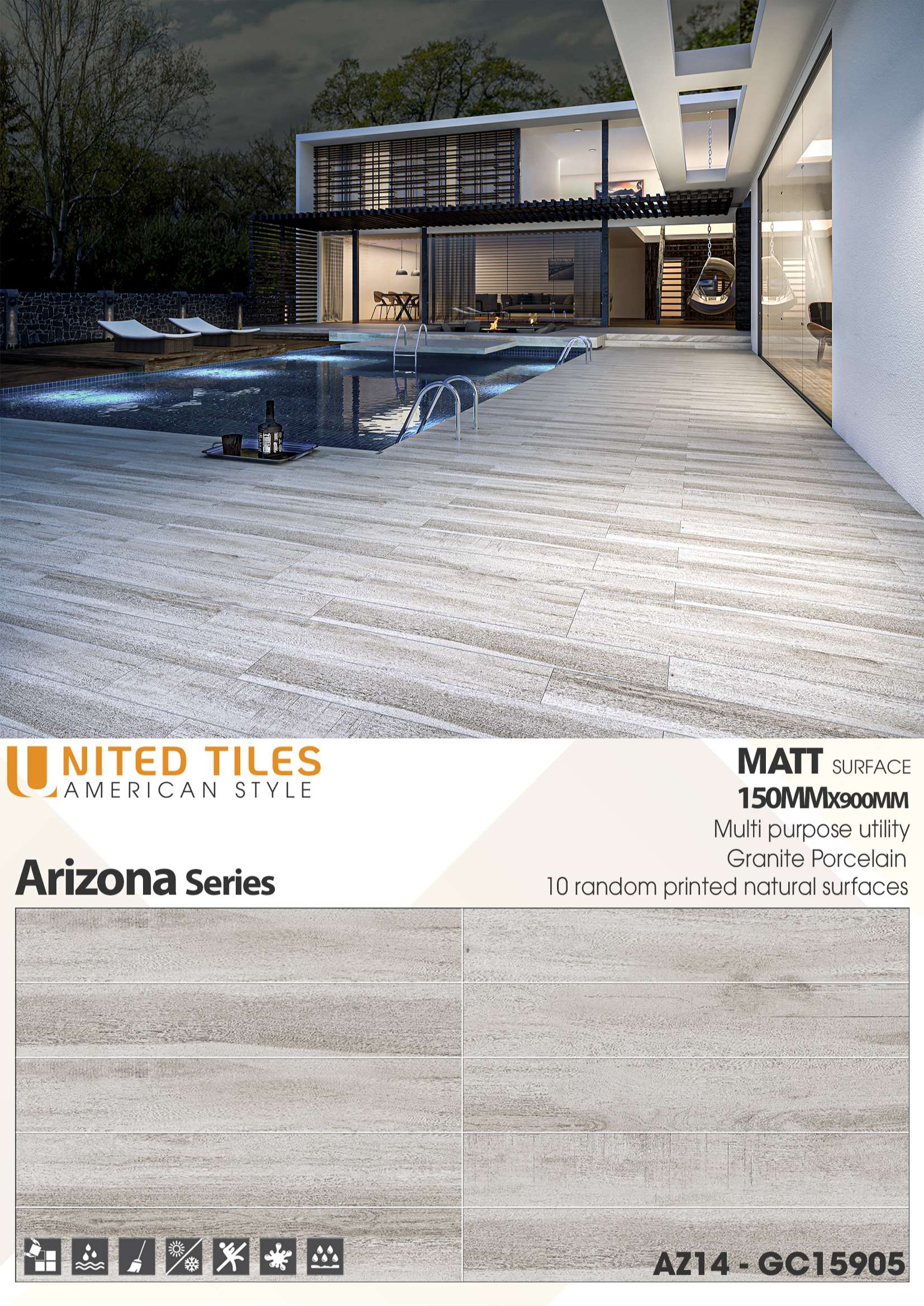 Gạch Unitedtiles 150x900mm AZ14-GC15905