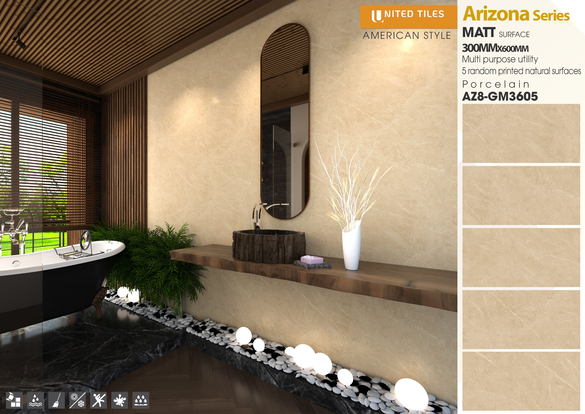 Gạch Unitedtiles 300x600mm AZ8-GM3605