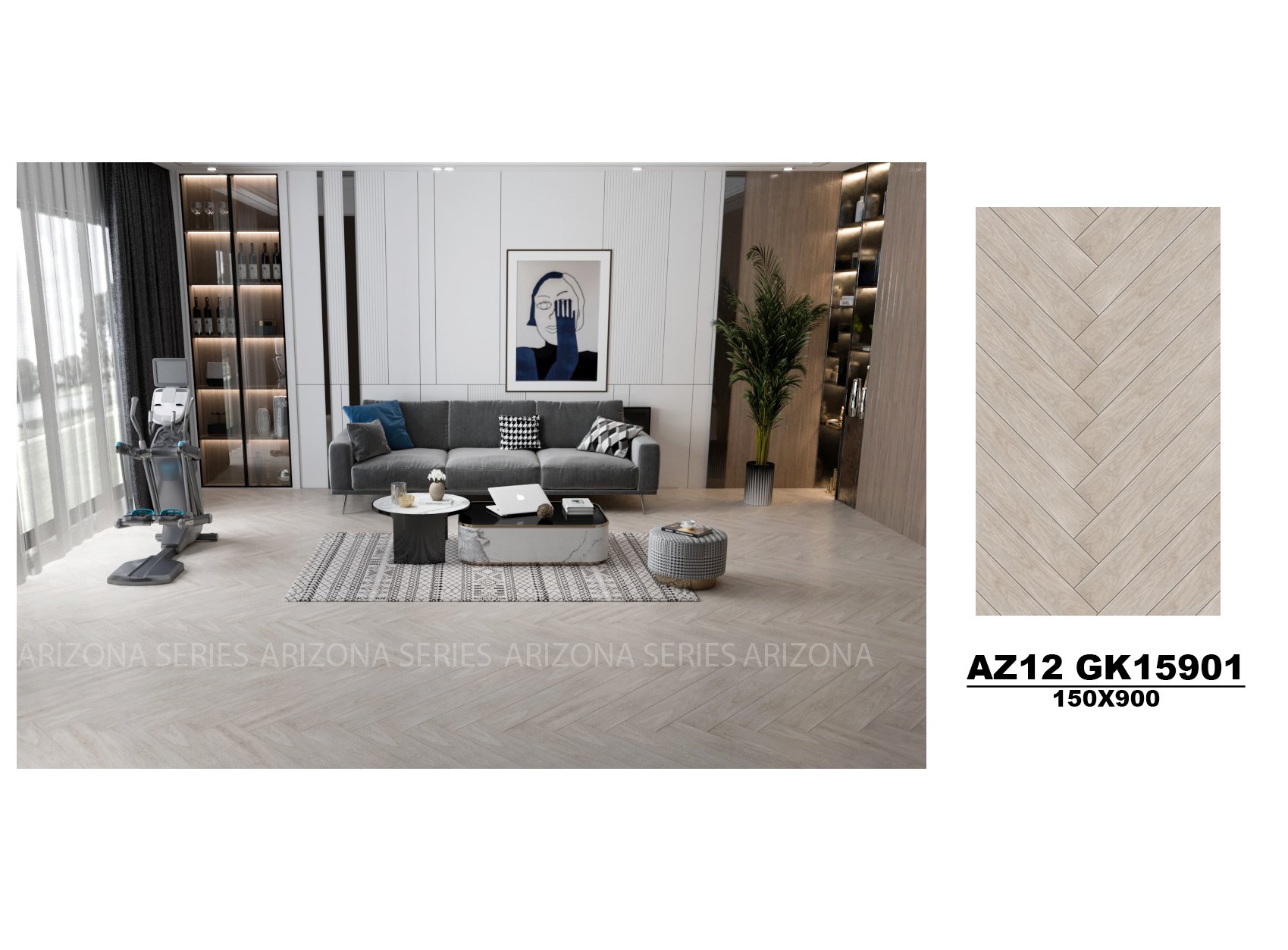 Thiết kế 3D gạch phòng khách