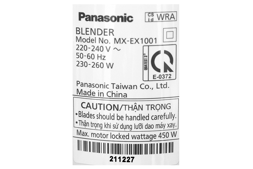 Máy xay sinh tố Panasonic MX-EX1001WRA - 1 cối