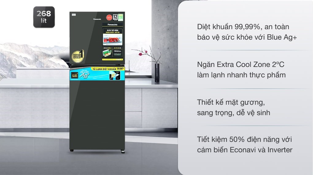 Tủ lạnh Panasonic Inverter 268 lít NR-TL301BPKV