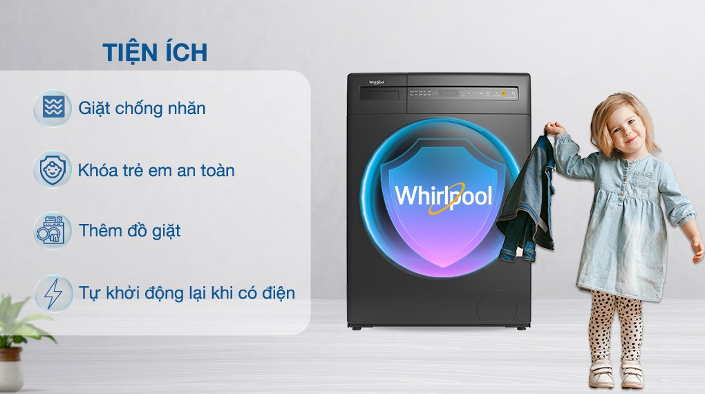 Máy giặt Whirlpool Inverter 9 kg FWEB9002FG