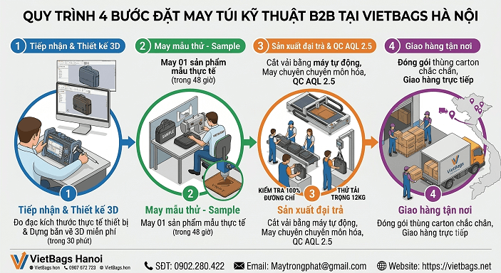 Giải pháp may túi kỹ thuật viễn thông theo yêu cầu tại Miền Bắc