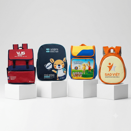 Mẫu balo mầm non Trường mẫu giáo do xưởng Vietbags sản xuất