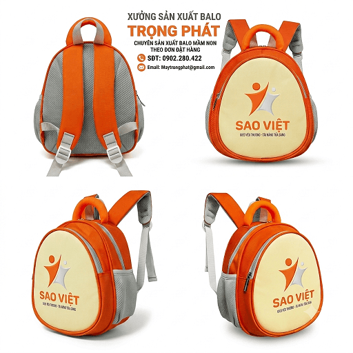 sản xuất 500 balo học sinh cho Trường Mầm Non Sao Việt theo yêu cầu