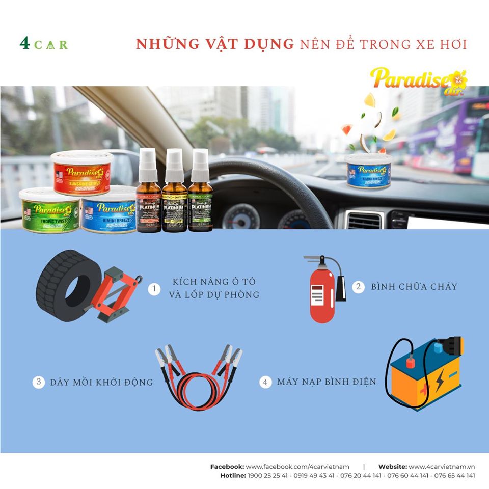 NHỮNG VẬT DỤNG LUÔN Ở TRONG XE HƠI CỦA BẠN ĐỂ CHUYẾN ĐI ĐƯỢC AN TOÀN