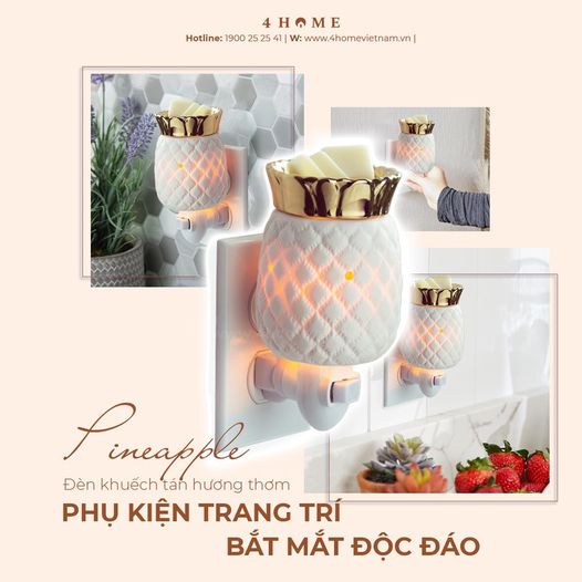 Đèn khuếch tán hương thơm Pineapple phụ kiện trang trí bắt mắt cho không gian