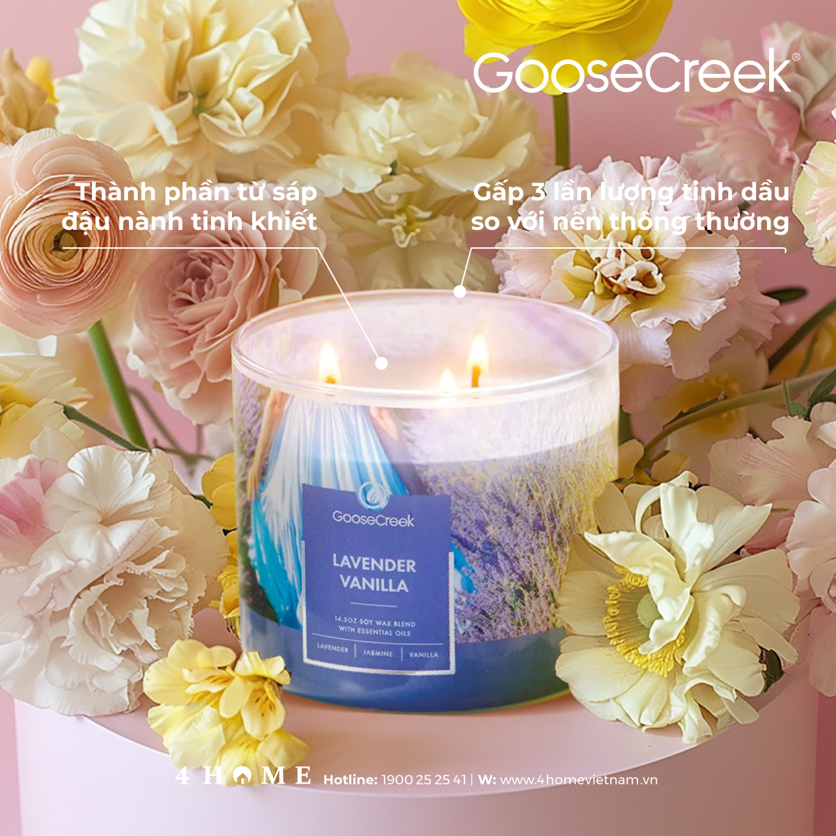 NẾN LY 3 BẤC LAVENDER VANILA - CÁNH ĐỒNG HOA TÍM LÃNG MẠN, DỊU ÊM NẾN LY 3 BẤC LAVENDER VANILA - CÁNH ĐỒNG HOA TÍM LÃNG MẠN, DỊU ÊM
