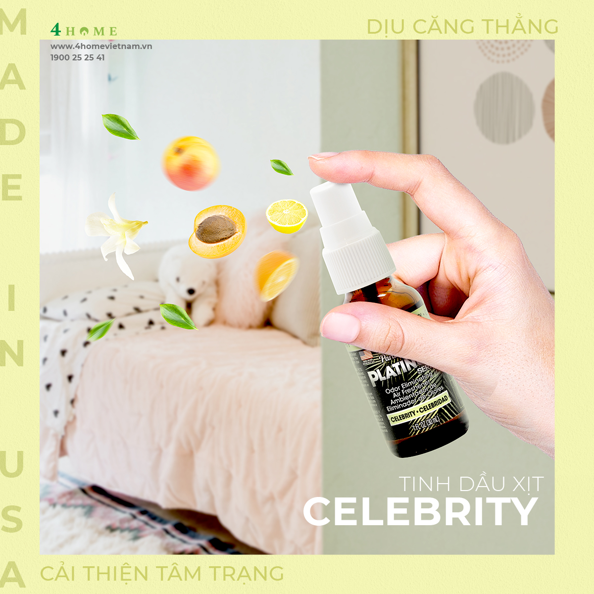 TINH DẦU XỊT CELEBRITY - HƯƠNG THƠM DỊU DÀNG CHO PHÒNG NGỦ