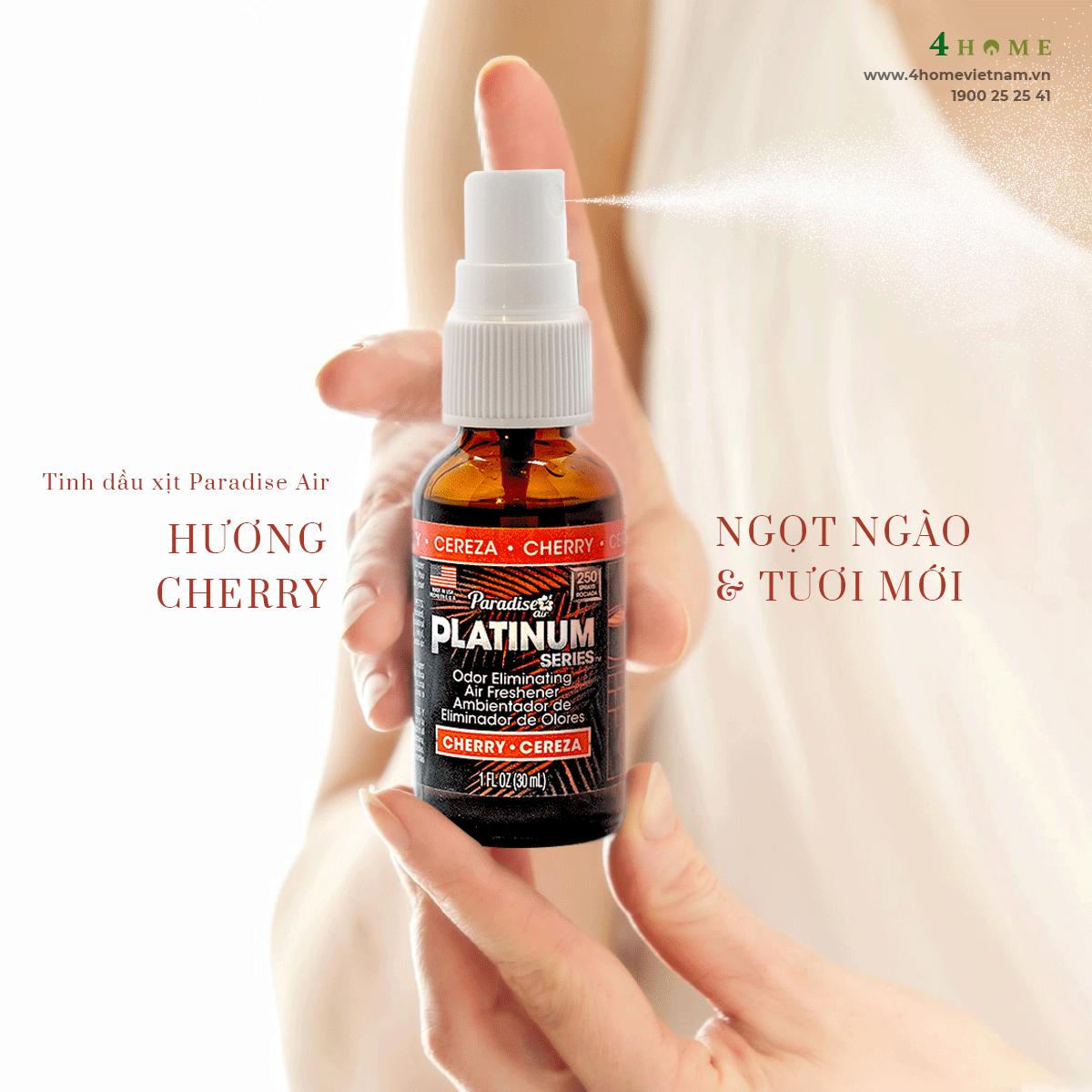 TINH DẦU XỊT KHỬ MÙI VÀ LÀM THƠM HƯƠNG CHERRY NGỌT NGÀO & TƯƠI MỚI TINH DẦU XỊT KHỬ MÙI VÀ LÀM THƠM HƯƠNG CHERRY NGỌT NGÀO & TƯƠI MỚI