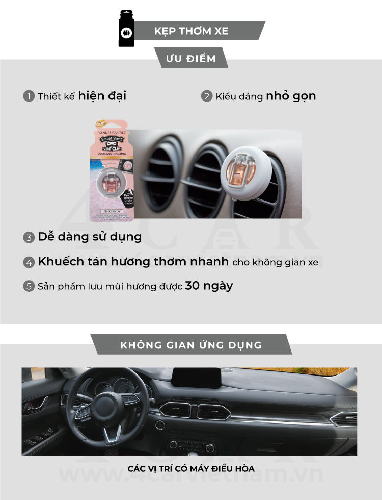 Kẹp thơm xe khử mùi hôi hiệu quả, nhanh chóng