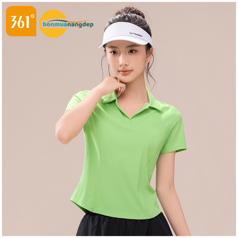 Áo thể thao nữ cổ V hiệu 361° – Chất liệu thun co giãn tốt, thoáng mát