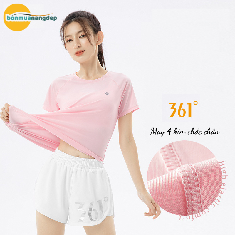 Áo thể thao nữ cổ tròn hiệu 361° – Chất liệu thun phối lưới mỏng nhẹ, thoáng khí, thấm hút mồ hôi