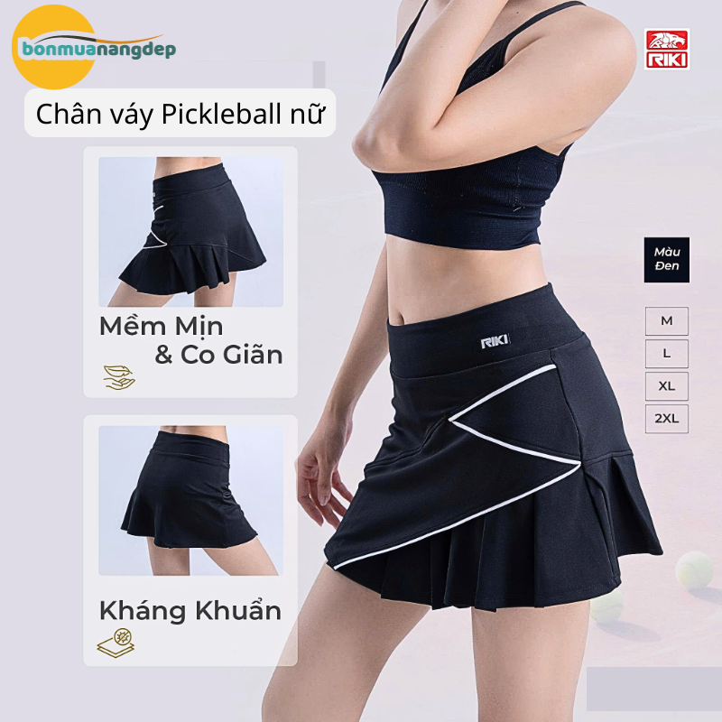Váy thể thao pickleball, tennis, cầu lông RIKI basic, tôn dáng