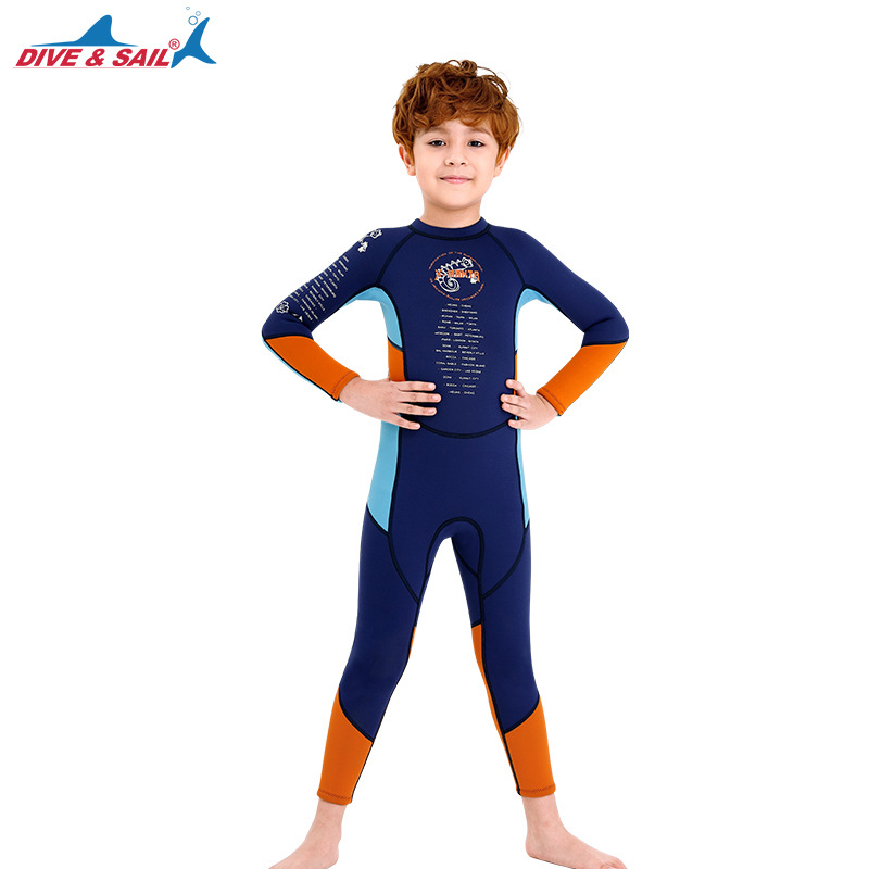 Đồ bơi giữ nhiệt bé trai Dive and Sail size 12-30kg Cao su dày 2.5mm giữ ấm ngăn tia UV