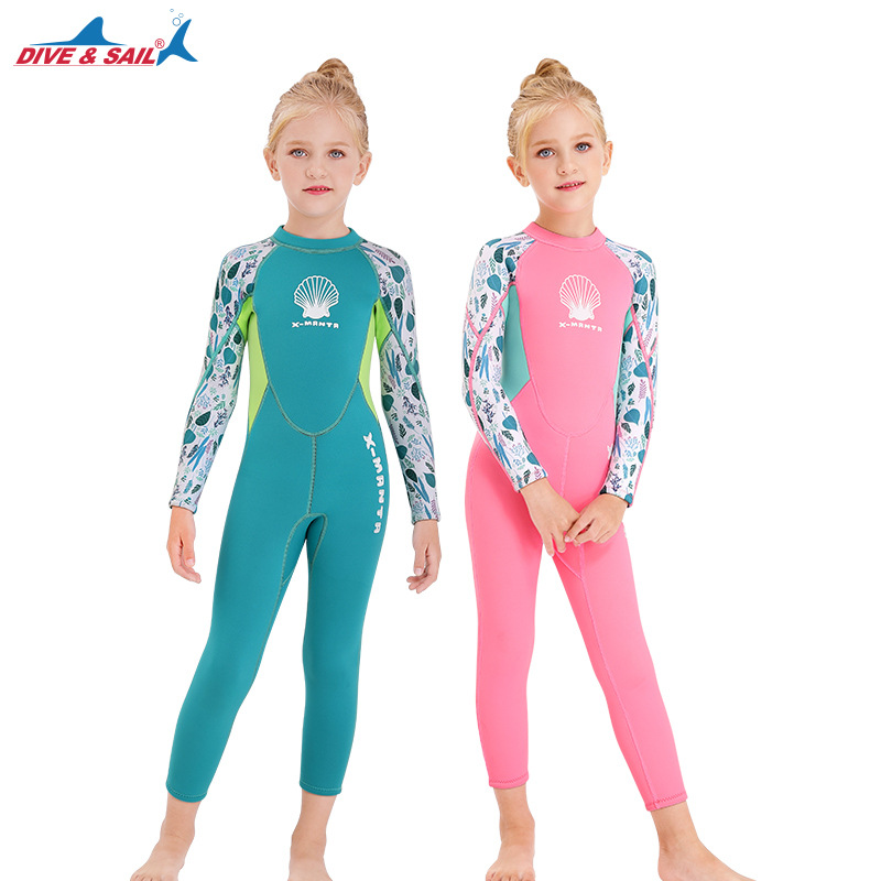 Đồ bơi giữ nhiệt bé gái DIVE AND SAIL size 12-30kg cao su dày 2.5mm giữ ấm ngăn tia UV