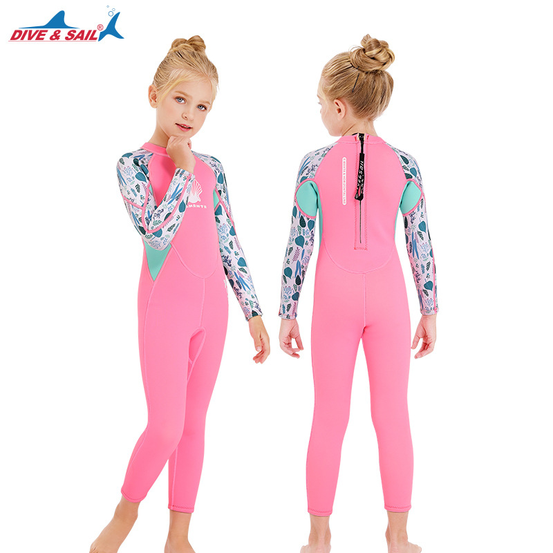 Đồ bơi giữ nhiệt bé gái DIVE AND SAIL size 12-30kg cao su dày 2.5mm giữ ấm ngăn tia UV