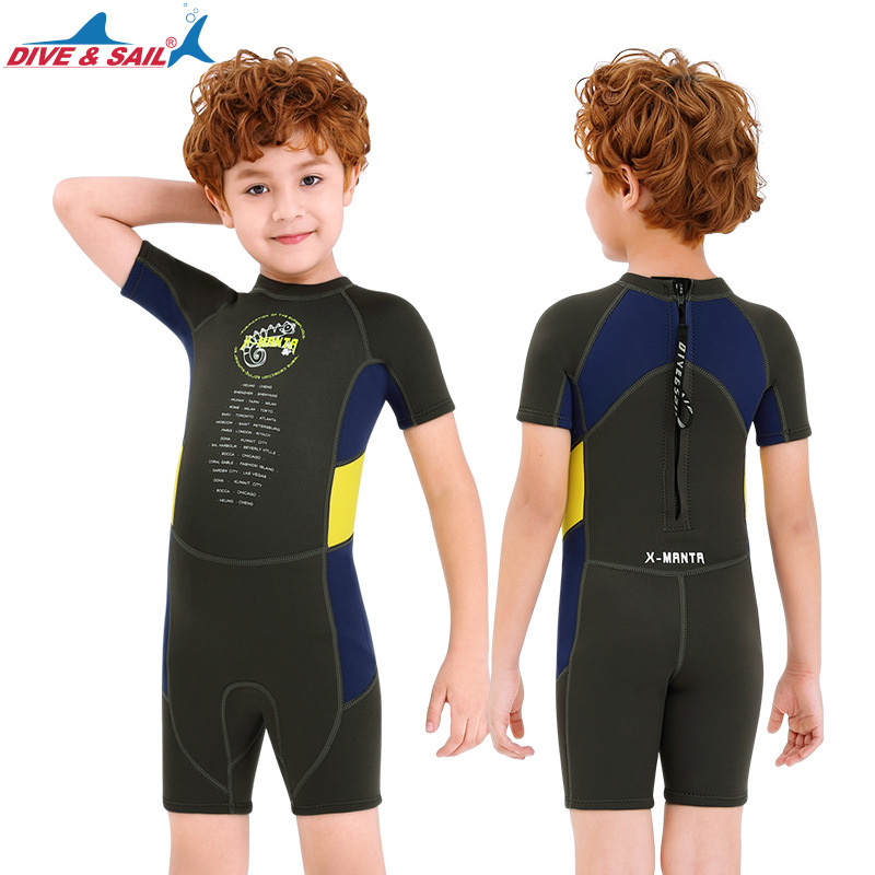 Đồ bơi giữ nhiệt bé trai Dive and Sail size 12-30kg chất liệu cao su dày 2.5mm giữ ấm ngăn tia UV