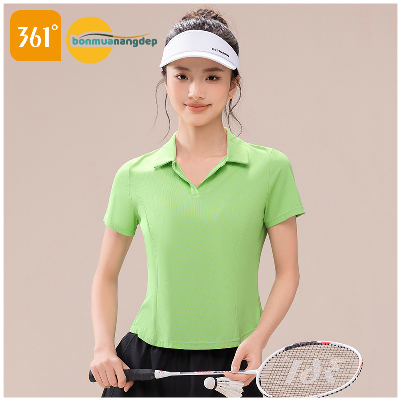 Áo thể thao nữ cổ V hiệu 361° – Chất liệu thun co giãn tốt, thoáng mát