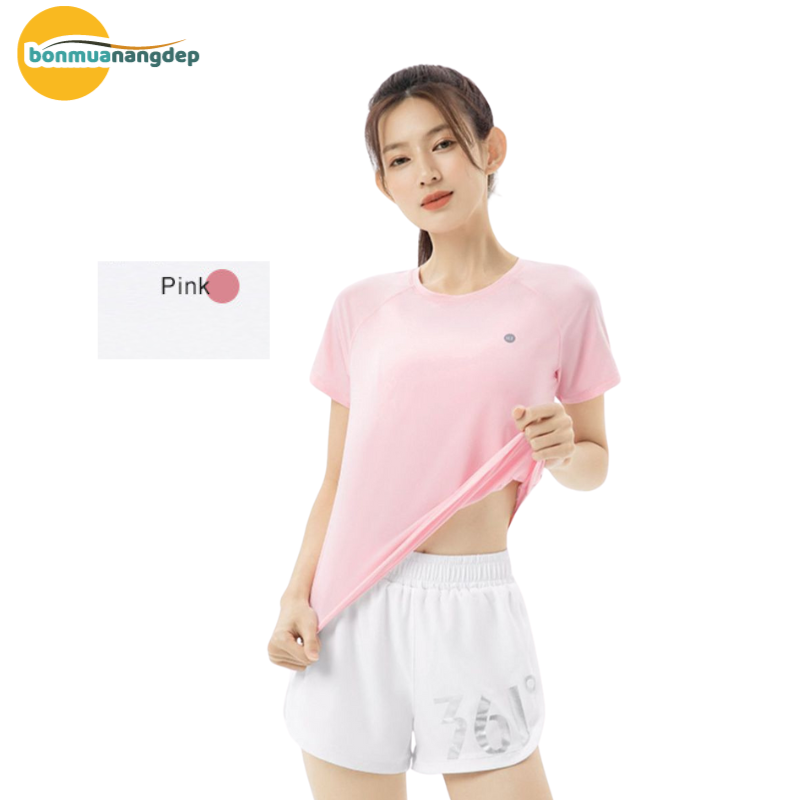 Áo thể thao nữ cổ tròn hiệu 361° – Chất liệu thun phối lưới mỏng nhẹ, thoáng khí, thấm hút mồ hôi