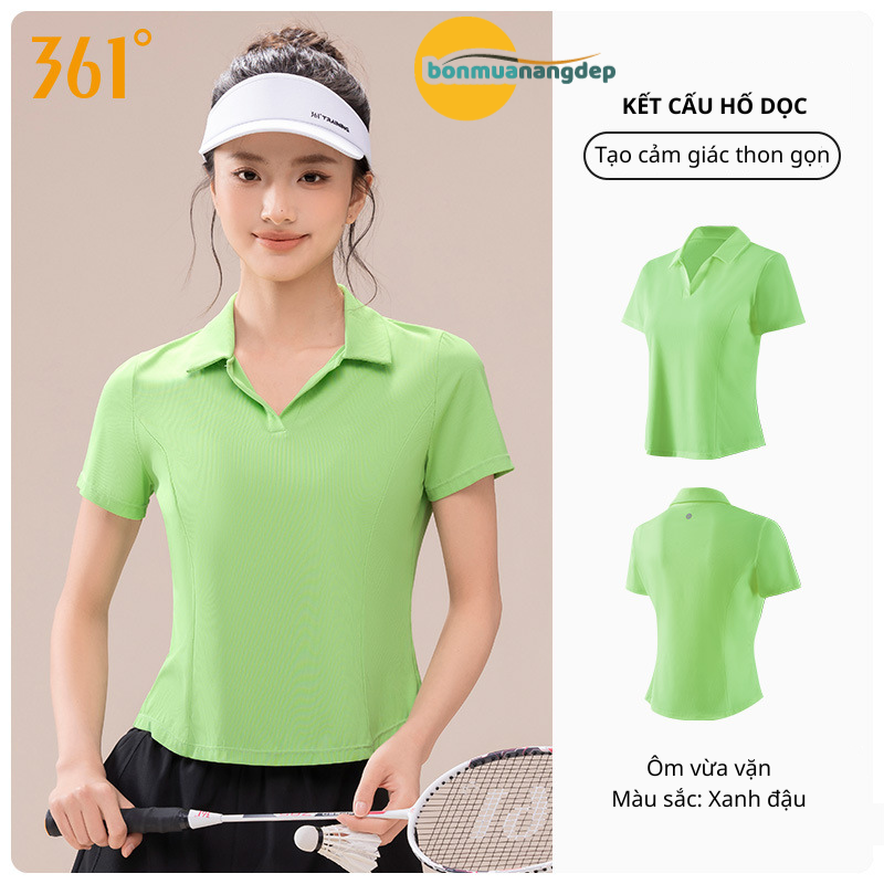 Áo thể thao nữ cổ V hiệu 361° – Chất liệu thun co giãn tốt, thoáng mát