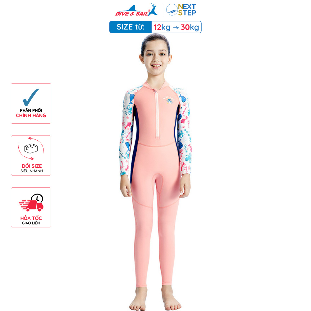 Đồ bơi bé gái Dive and Sail size 12-30kg chất vải mềm mại tay dài quần dài chống nắng ngăn tia UV