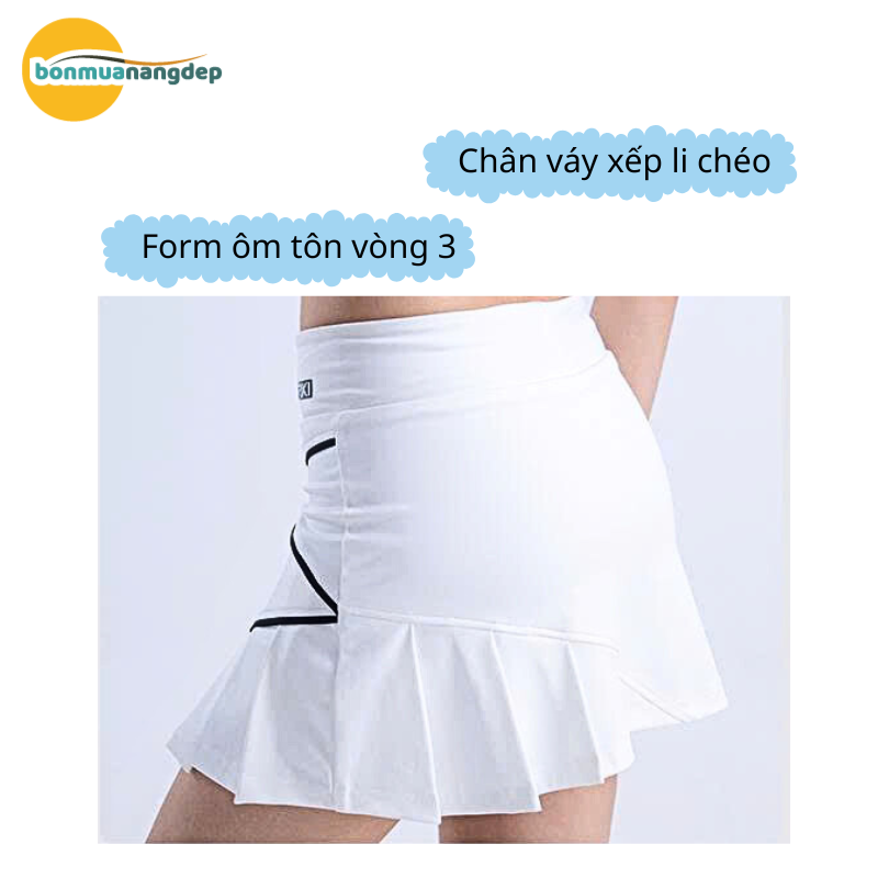 Váy thể thao pickleball, tennis, cầu lông RIKI basic, tôn dáng