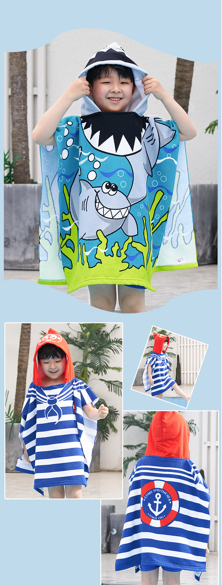 Khăn choàng tắm đi biển chống lạnh cho bé khi lên bờ kích thước 60*120cm