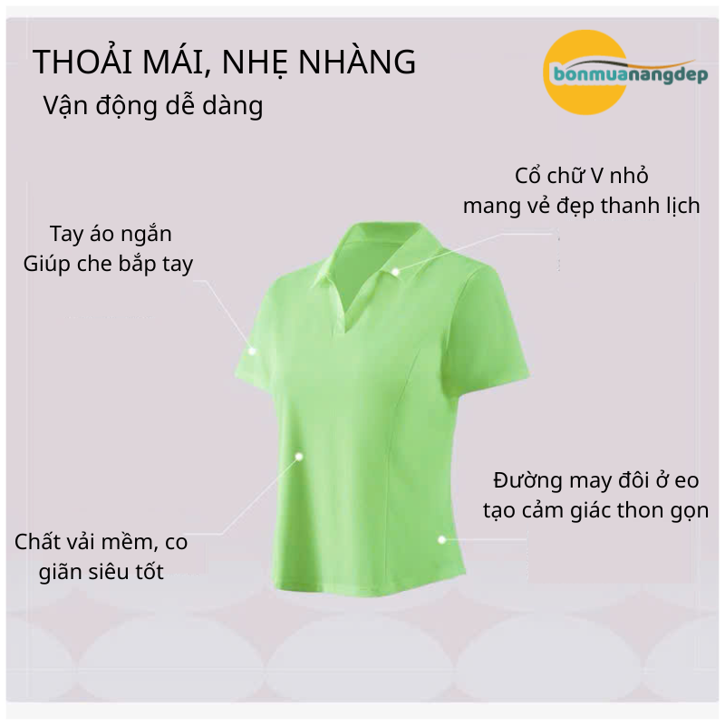 Áo thể thao nữ cổ V hiệu 361° – Chất liệu thun co giãn tốt, thoáng mát