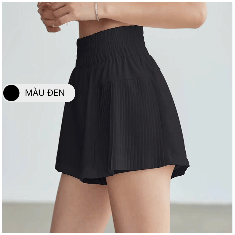 Quần short thể thao nữ pickleball cầu lông 2 lớp -  Xếp ly 2 bên hông siêu tôn dáng