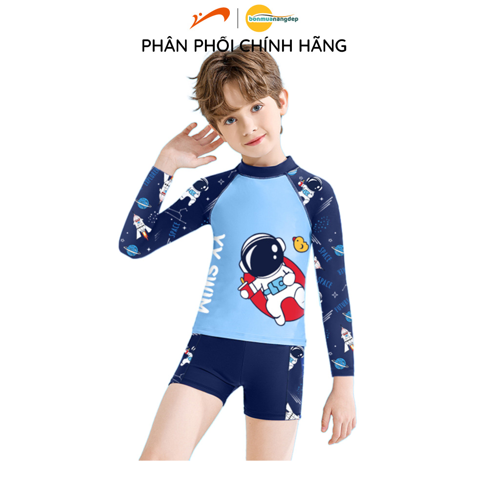 Bộ đồ bơi hai mảnh bé trai Youyou, áo bơi ngắn tay và quần đùi họa tiết phi hành gia