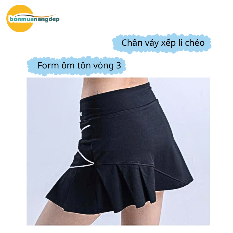 Váy thể thao pickleball, tennis, cầu lông RIKI basic, tôn dáng