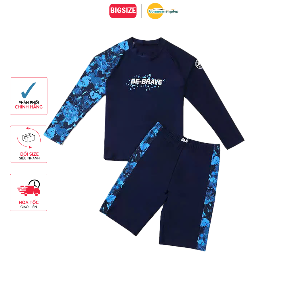 Bộ đồ bơi bé trai BIG SIZE tay dài quần ngắn Size cho bé từ 34-73kg