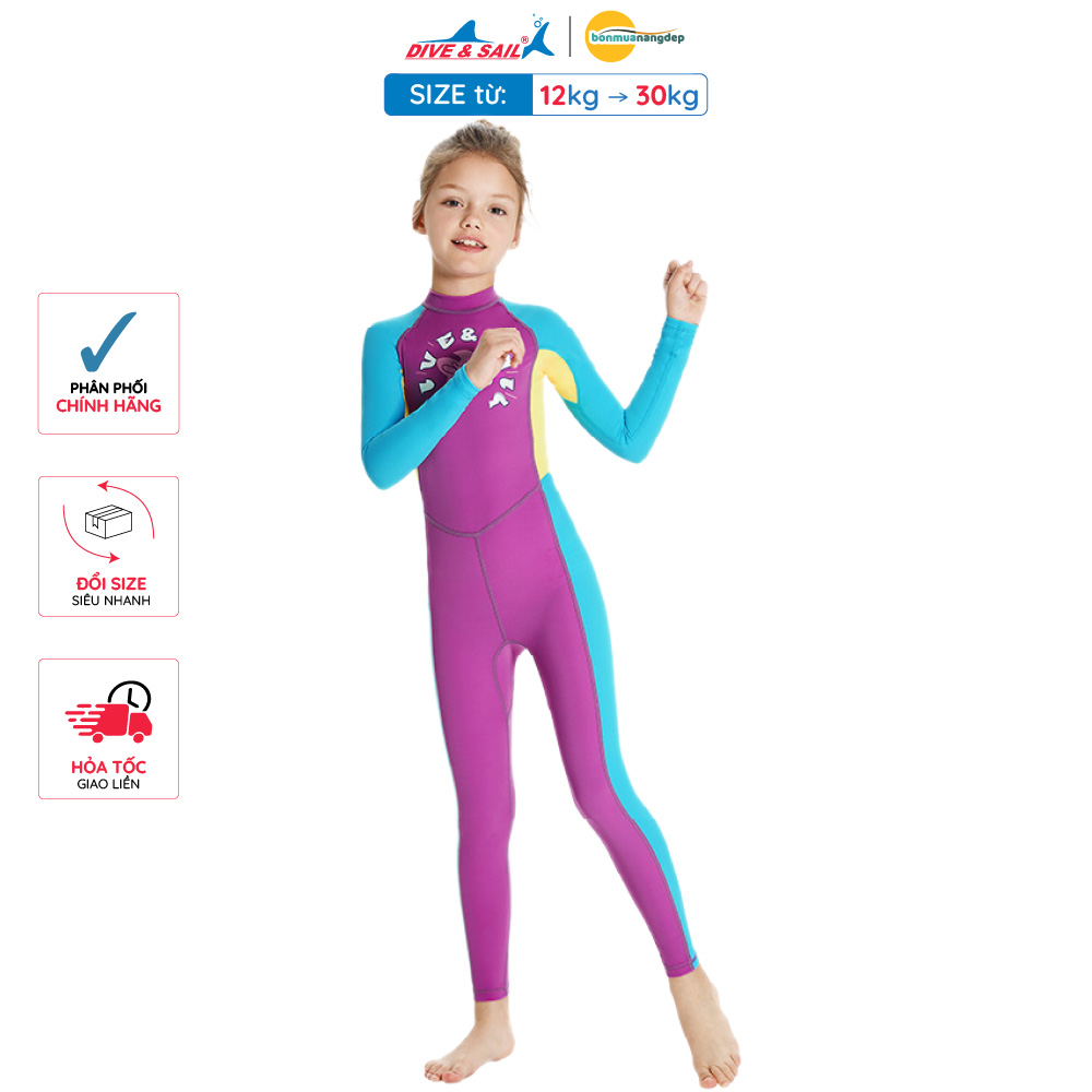 Đồ bơi bé gái DIVE & SAIL size 12-30kg chất liệu vải (mỏng) chống nắng ngăn tia UV