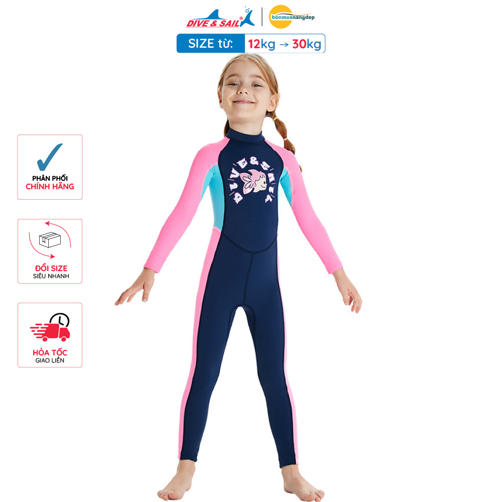 Đồ bơi bé gái DIVE & SAIL size 12-30kg chất liệu vải (mỏng) chống nắng ngăn tia UV